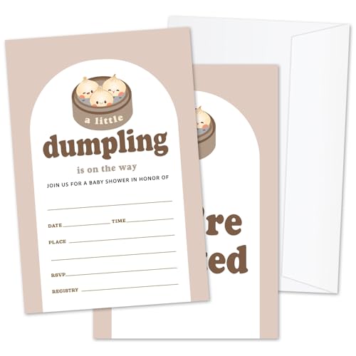 ZSHFMY Dumpling Babyparty-Einladungen, Party-Einladungen für Jungen und Mädchen, 25 Sets Babyparty-Einladungskarten mit Umschlägen, Baby-Ankündigung, Partyzubehör, Dekorationen -07 ZSHFMY Dumpling Babyparty-Einladungen, Party-Einladungen für Jungen und Mädchen, 25 Sets Babyparty-Einladungskarten mit Umschlägen, Baby-Ankündigung, Partyzubehör, Dekorationen -07 von ZSHFMY