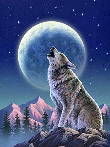 ZSJDOSE Diamond Painting Erwachsene Kinder 5D Diamant Full Bilder Stickerei Malerei Runde Steinchen Home Deco Weihnachten Geschenk (Wolf) von ZSJDOSE