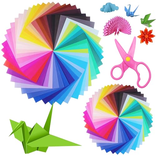 Origami Papier 200 Blätter mit Kinderschere 20 x 20cm, 15 x 15cm Doppelseitig Bastelpapier 70g/m² Buntes Faltpapier Quadratisch in 20 Farben für DIY Origami und Bastelprojekte Origami Papier 200 Blätter mit Kinderschere 20 x 20cm, 15 x 15cm Doppelseitig Bastelpapier 70g/m² Buntes Faltpapier Quadratisch in 20 Farben für DIY Origami und Bastelprojekte von ZSMJAER