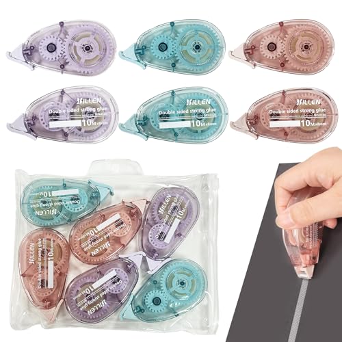 ZSOPN 6er-Pack Adhesive Rollers 8 mm x 10 m doppelseitiges Klebeband, fotokleber doppelseitig selbstklebend, Maus-Stempel-Zubehör zum Basteln, Kartenmachen, Scrapbooking (rosa, blau, lila) von ZSOPN