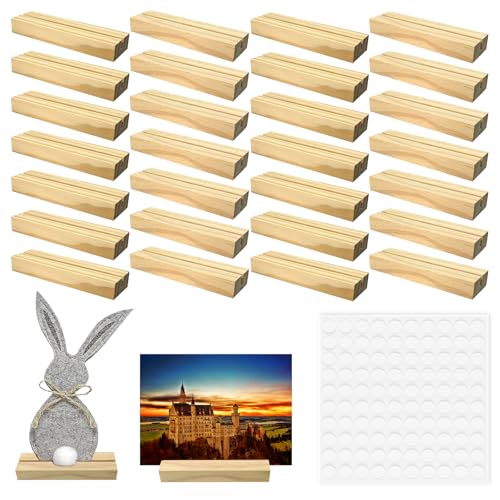 30er Pack Kartenhalter Holz,Tischkartenhalter,Postkartenhalter aus Holz,Fotokartenhalter,Menükartenhalter (mit 100 doppelseitigem Kleber)Stützender Osterhase Dekorativer Filz(10,5 x 3 x 1,5 cm) von ZSOPN