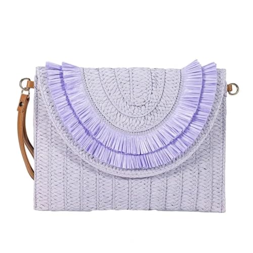Strohtasche Handtasche, Stroh-Umhängetasche, handgefertigte Strandtasche, große Kapazität, Fransen, Magnetverschluss, Umhängetasche aus Stroh, gewebte Umschlag-Geldbörse Runde Strohtasche(PURPLE) Strohtasche Handtasche, Stroh-Umhängetasche, handgefertigte Strandtasche, große Kapazität, Fransen, Magnetverschluss, Umhängetasche aus Stroh, gewebte Umschlag-Geldbörse Runde Strohtasche(PURPLE) von ZSREYFNB