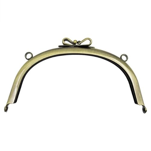 Taschenrahmen 2/5Pcs 10,5/16,5 cm Glatte Schleife-knoten Taschen Griff Geldbörse Rahmen Kupplung Kuss Verschluss Nähen klammern DIY Metall Tasche Griffe Zubehör TaschenbüGel(Brass,16.5cm-2Pcs) von ZSREYFNB