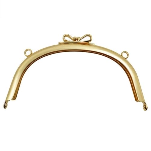 Taschenrahmen 2/5Pcs 10,5/16,5 cm Glatte Schleife-knoten Taschen Griff Geldbörse Rahmen Kupplung Kuss Verschluss Nähen klammern DIY Metall Tasche Griffe Zubehör TaschenbüGel(Gold,10.5cm-5Pcs) von ZSREYFNB