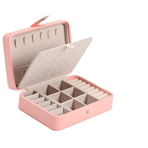 ZSREYFNB Schmuckaufbewahrung 1pc Leder Schmuckschatulle Schmuck Display Geeignet for Ohrringe Ringe Halskette SchmuckkäStchen(Pink) von ZSREYFNB