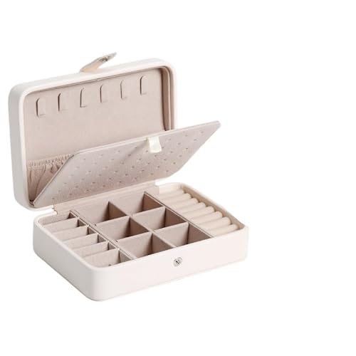 ZSREYFNB Schmuckaufbewahrung 1pc Leder Schmuckschatulle Schmuck Display Geeignet for Ohrringe Ringe Halskette SchmuckkäStchen(White) von ZSREYFNB