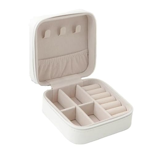 ZSREYFNB Schmuckaufbewahrung 2 Stück einlagige Aufbewahrungsbox, Schmuckschatulle aus Leder, klassisch, schwarz, weiß, rosa, Aufbewahrungsbox SchmuckkäStchen(White) von ZSREYFNB