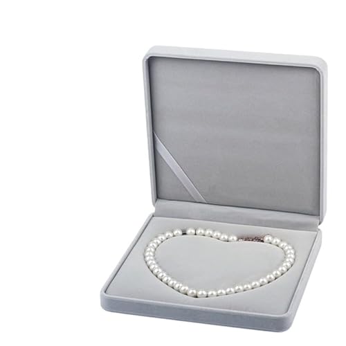 ZSREYFNB Schmuckaufbewahrung Graue Schmuckschatulle zur Aufbewahrung von Ringen, Armbändern und Halsketten, Geschenkbox SchmuckkäStchen(Pearl Necklace Box) von ZSREYFNB