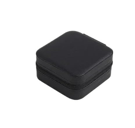 ZSREYFNB Schmuckaufbewahrung Schmuckkästchen aus Leder, tragbare Schmuckschatulle, Aufbewahrung SchmuckkäStchen(Black 2) von ZSREYFNB