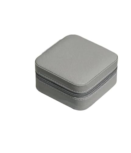 ZSREYFNB Schmuckaufbewahrung Schmuckkästchen aus Leder, tragbare Schmuckschatulle, Aufbewahrung SchmuckkäStchen(Grey) von ZSREYFNB