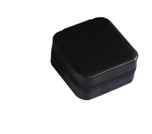 ZSREYFNB Schmuckaufbewahrung Schmuckkästchen aus Leder, tragbare Schmuckschatulle, Aufbewahrung SchmuckkäStchen(PU Black) von ZSREYFNB