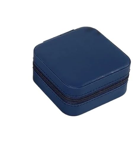 ZSREYFNB Schmuckaufbewahrung Schmuckkästchen aus Leder, tragbare Schmuckschatulle, Aufbewahrung SchmuckkäStchen(PU Dark Blue) von ZSREYFNB