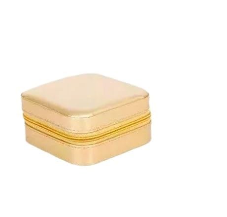 ZSREYFNB Schmuckaufbewahrung Schmuckkästchen aus Leder, tragbare Schmuckschatulle, Aufbewahrung SchmuckkäStchen(PU Gold) von ZSREYFNB