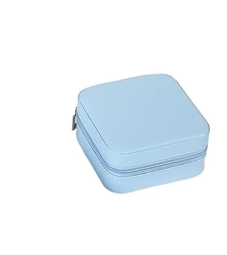 ZSREYFNB Schmuckaufbewahrung Schmuckkästchen aus Leder, tragbare Schmuckschatulle, Aufbewahrung SchmuckkäStchen(PU Light Blue) von ZSREYFNB