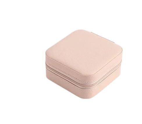 ZSREYFNB Schmuckaufbewahrung Schmuckkästchen aus Leder, tragbare Schmuckschatulle, Aufbewahrung SchmuckkäStchen(Pink 2) von ZSREYFNB