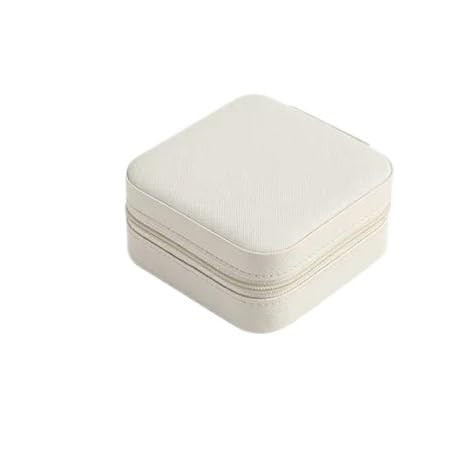 ZSREYFNB Schmuckaufbewahrung Schmuckkästchen aus Leder, tragbare Schmuckschatulle, Aufbewahrung SchmuckkäStchen(White 2) von ZSREYFNB