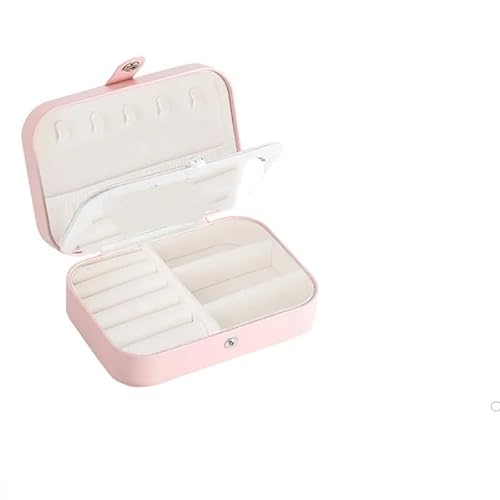 ZSREYFNB Schmuckaufbewahrung Tragbare Schmuckaufbewahrungsbox im einfachen Stil, Exquisite Schmuckschatulle mit großer Kapazität for unterwegs SchmuckkäStchen(Pink M) von ZSREYFNB
