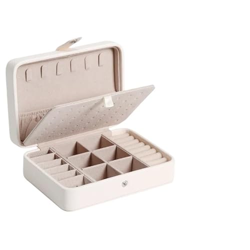 ZSREYFNB Schmuckaufbewahrung Tragbare Schmuckaufbewahrungsbox im einfachen Stil, Exquisite Schmuckschatulle mit großer Kapazität for unterwegs SchmuckkäStchen(White) von ZSREYFNB