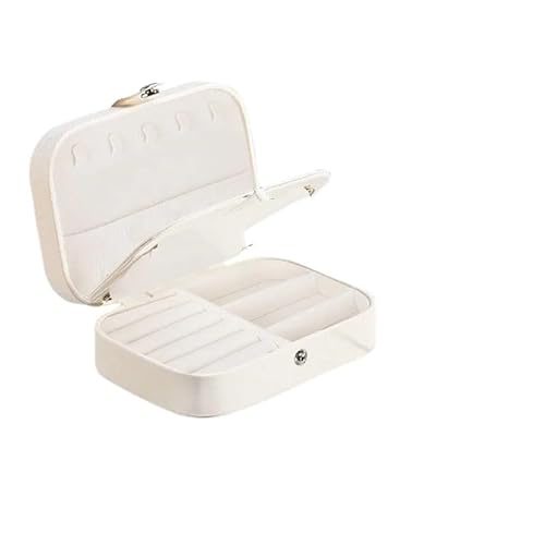 ZSREYFNB Schmuckaufbewahrung Tragbare Schmuckaufbewahrungsbox im einfachen Stil, Exquisite Schmuckschatulle mit großer Kapazität for unterwegs SchmuckkäStchen(White M) von ZSREYFNB