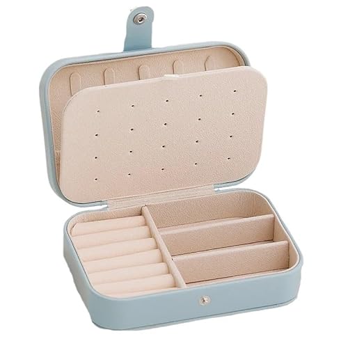 ZSREYFNB Schmuckaufbewahrung Tragbare Schmuckaufbewahrungsbox im schlichten Stil, große Kapazität, Reise-Schmuckschatulle SchmuckkäStchen(Gray Blue) von ZSREYFNB