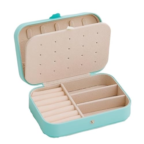 ZSREYFNB Schmuckaufbewahrung Tragbare Schmuckaufbewahrungsbox im schlichten Stil, große Kapazität, Reise-Schmuckschatulle SchmuckkäStchen(Light Green) von ZSREYFNB