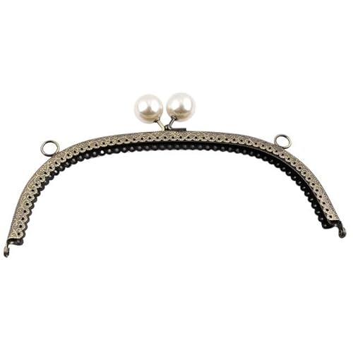 ZSREYFNB Taschenrahmen 1PC 8,5/10,5/12,5/16,5/20,5 cm Perle Brieftasche Metall Griff Rahmen Bogen Geformt DIY geldbörse Kupplung Kuss Schließe Lock Clutch Tasche Zubehör TaschenbüGel(20.5cm) von ZSREYFNB