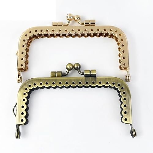 ZSREYFNB Taschenrahmen 2/5/10Pcs 85mm Platz Glatte Metall Geldbörse Rahmen Kuss Verschluss Taschen Griff DIY Halterung Nähen Handtasche Häkeln Tasche Zubehör TaschenbüGel(Brass,85mm-2Pcs) von ZSREYFNB