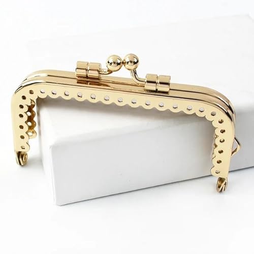 ZSREYFNB Taschenrahmen 2/5/10Pcs 85mm Platz Glatte Metall Geldbörse Rahmen Kuss Verschluss Taschen Griff DIY Halterung Nähen Handtasche Häkeln Tasche Zubehör TaschenbüGel(LightGold,85mm-5Pcs) von ZSREYFNB