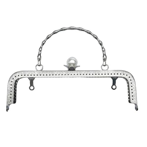 ZSREYFNB Taschenrahmen 20,5 cm Handtaschen-Hardware-Zubehör, Metall-Geldbörsenbox-Schloss, Taschengriff, individuelle Geldbörsenrahmen, Kussverschluss, Taschenzubehör TaschenbüGel(Silver) von ZSREYFNB