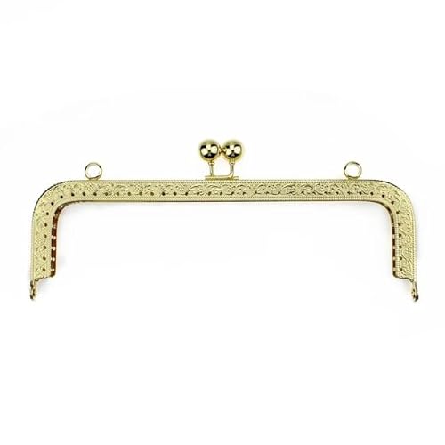 ZSREYFNB Taschenrahmen 20 cm quadratische Form Prägung Perlen Kuss Metall Geldbörse Rahmen Verschluss Schloss Handtasche Griff Geldbörse Rahmen DIY Mode Frauen Tasche Zubehör TaschenbüGel(Gold) von ZSREYFNB