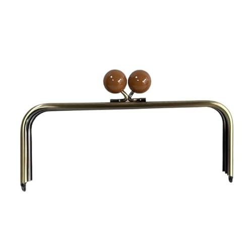 ZSREYFNB Taschenrahmen 22 oder 24 cm Kiss Lock Antik Bronze Big Ball Verschluss Metall Geldbörse Rahmen Tasche Zubehör Geldbörse Teile Kunststoff Candy Farbe TaschenbüGel(Brown,24x9cm) von ZSREYFNB