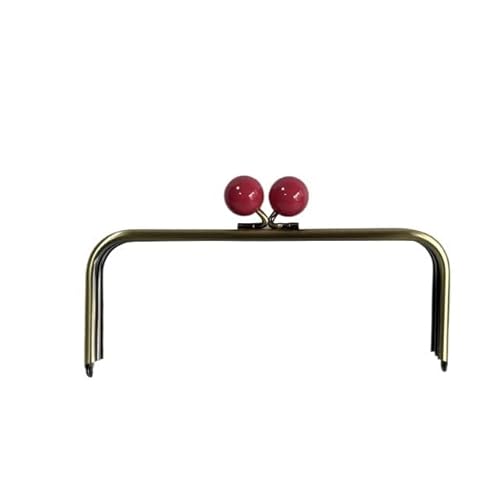 ZSREYFNB Taschenrahmen 22 oder 24 cm Kiss Lock Antik Bronze Big Ball Verschluss Metall Geldbörse Rahmen Tasche Zubehör Geldbörse Teile Kunststoff Candy Farbe TaschenbüGel(Rose,22x9cm) von ZSREYFNB