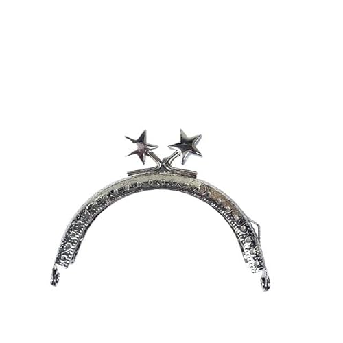 ZSREYFNB Taschenrahmen 8,5 cm Geldbörsen-Rahmengriff for Clutch-Tasche, Münz-Kussverschluss-Schloss, Antik-Bronze-Hardware, Taschenzubehör TaschenbüGel(Silver) von ZSREYFNB