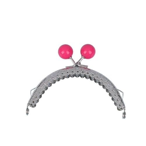 ZSREYFNB Taschenrahmen Bonbonfarbener Metall-Geldbörsenrahmen, Kussverschluss, Vintage-Tasche, Hardware, Tasche, Kussverschluss, Verschluss, Taschenverschlüsse, DIY-Handwerk TaschenbüGel(Rose red) von ZSREYFNB