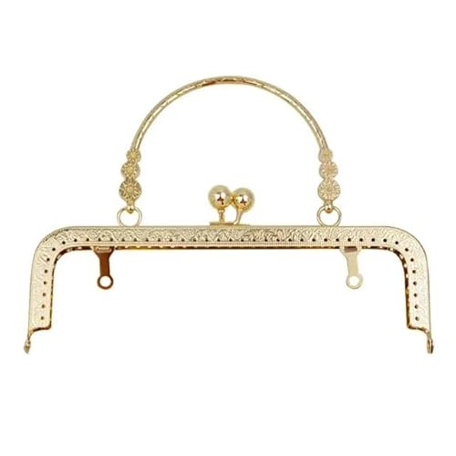 ZSREYFNB Taschenrahmen Geldbörsen-Rahmenverschluss, Vintage-Metall-Geldbörsen-Verschluss, Rahmen, Taschenrahmen, Schnalle, DIY-Handwerk TaschenbüGel(Gold-20cm) von ZSREYFNB
