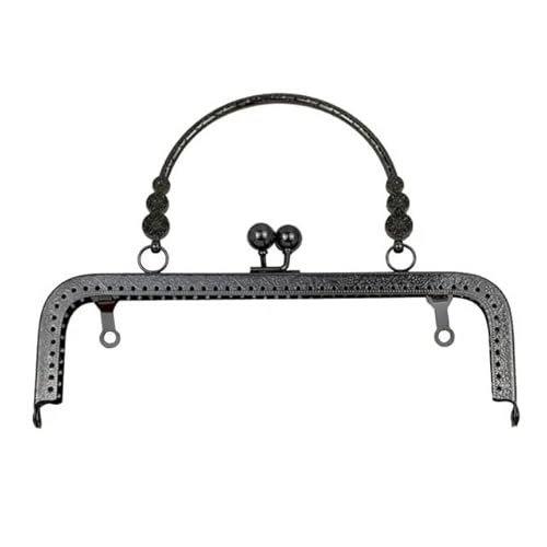 ZSREYFNB Taschenrahmen Geldbörsen-Verschluss-Rahmen, Kuss-Verschluss-Schloss, Metall-Geldbörsen-Rahmen for DIY-Bastel-Geldbörsen-Taschenherstellung, 18 cm/20 cm TaschenbüGel(Black-20cm) von ZSREYFNB