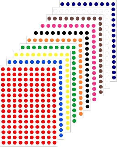 ZSSZD 1920 Stück Runde Klebepunkte Bunt, 15mm Punktaufkleber Etiketten Markierungspunkte, Punkt Aufkleber Sticker für Büro, Schule & Zuhause (20 Farben) von ZSSZD