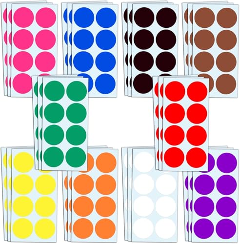 ZSSZD 480 Stück Runde Klebepunkte Bunt, 50mm Punktaufkleber Etiketten Markierungspunkte, Selbstklebend Punkt Aufkleber Sticker für Büro, Schule & Zuhause (10 Farben) von ZSSZD