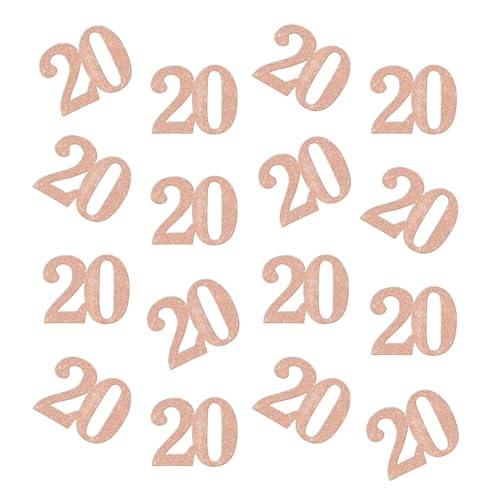 Doppelseitiges Glitzer-Roségold-Papier-Konfetti, 20 Konfetti, Tischkonfetti für 20. Geburtstag, Party, 20. Jahrestag, Party-Dekoration, 100 Stück Doppelseitiges Glitzer-Roségold-Papier-Konfetti, 20 Konfetti, Tischkonfetti für 20. Geburtstag, Party, 20. Jahrestag, Party-Dekoration, 100 Stück von ZSTOWY