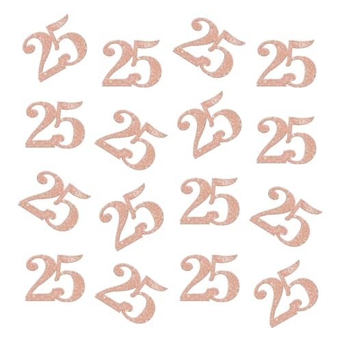 Doppelseitiges Glitzer-Roségold-Papier-Konfetti, 25 Konfetti, Tischkonfetti für 25. Geburtstag, Party, 25. Jahrestag, Party-Dekoration, 100 Stück von ZSTOWY