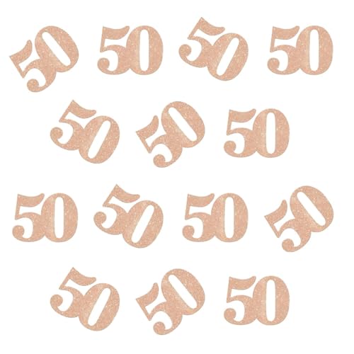 Doppelseitiges Glitzer-Roségold-Papier-Konfetti mit Zahlen 50, Konfetti, Tischkonfetti für 50. Geburtstag, Party, 50. Jahrestag, Party-Dekoration, 100 Stück Doppelseitiges Glitzer-Roségold-Papier-Konfetti mit Zahlen 50, Konfetti, Tischkonfetti für 50. Geburtstag, Party, 50. Jahrestag, Party-Dekoration, 100 Stück von ZSTOWY