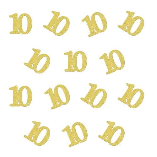 Doppelseitiges Konfetti, goldfarben, glitzernd, Zahl 10, Papier, Tischkonfetti für 10. Geburtstag, Party, 10. Jahrestag, Party-Dekoration, 100 Stück Doppelseitiges Konfetti, goldfarben, glitzernd, Zahl 10, Papier, Tischkonfetti für 10. Geburtstag, Party, 10. Jahrestag, Party-Dekoration, 100 Stück von ZSTOWY