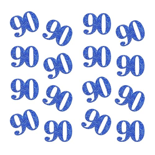 Doppelseitiges blaues Glitzer-Papier-Konfetti, Zahl 90, Konfetti, 90, Papier-Streu-Tischkonfetti für 90. Geburtstag, Party, 90. Jahrestag, Party-Dekoration, 100 Stück Doppelseitiges blaues Glitzer-Papier-Konfetti, Zahl 90, Konfetti, 90, Papier-Streu-Tischkonfetti für 90. Geburtstag, Party, 90. Jahrestag, Party-Dekoration, 100 Stück von ZSTOWY