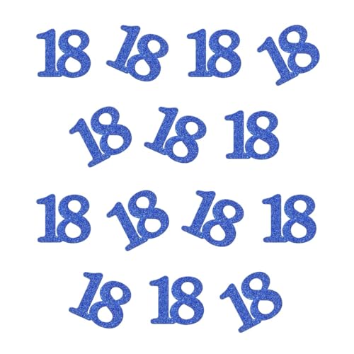 Doppelseitiges blaues Glitzer-Papier-Konfetti, Zahlen 18, Konfetti, Tischkonfetti für 18. Geburtstag, Party, 18. Jahrestag, Party-Dekoration, 100 Stück Doppelseitiges blaues Glitzer-Papier-Konfetti, Zahlen 18, Konfetti, Tischkonfetti für 18. Geburtstag, Party, 18. Jahrestag, Party-Dekoration, 100 Stück von ZSTOWY