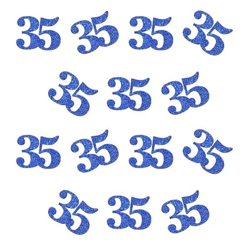 Doppelseitiges blaues Glitzer-Papier-Konfetti, Zahlen 35, Konfetti, Tischkonfetti für 35. Geburtstag, Party, 35. Jahrestag, Party-Dekoration, 100 Stück Doppelseitiges blaues Glitzer-Papier-Konfetti, Zahlen 35, Konfetti, Tischkonfetti für 35. Geburtstag, Party, 35. Jahrestag, Party-Dekoration, 100 Stück von ZSTOWY