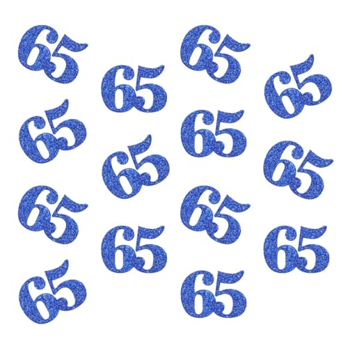 Doppelseitiges blaues Glitzer-Papier-Konfetti, Zahlen 65, Konfetti, Tischkonfetti für 65. Geburtstag, Party, 65. Jahrestag, Party-Dekoration, 100 Stück Doppelseitiges blaues Glitzer-Papier-Konfetti, Zahlen 65, Konfetti, Tischkonfetti für 65. Geburtstag, Party, 65. Jahrestag, Party-Dekoration, 100 Stück von ZSTOWY