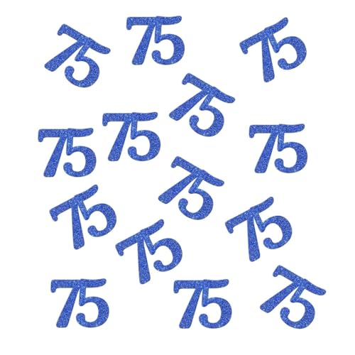 Doppelseitiges blaues Glitzer-Papier-Konfetti 75 Konfetti, 75 Papier-Streu-Tischkonfetti für 75. Geburtstag, Party, 75. Jahrestag, Party-Dekoration, 100 Stück von ZSTOWY