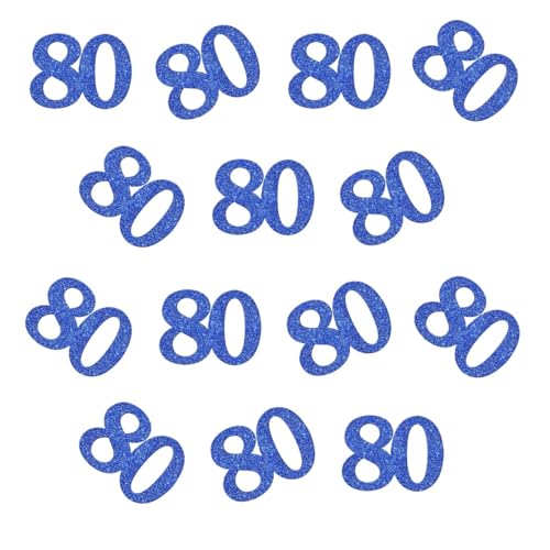 Doppelseitiges blaues Glitzer-Papier-Konfetti für 80. Geburtstag, Party, 80. Jahrestag, Party-Dekoration, 100 Stück Doppelseitiges blaues Glitzer-Papier-Konfetti für 80. Geburtstag, Party, 80. Jahrestag, Party-Dekoration, 100 Stück von ZSTOWY
