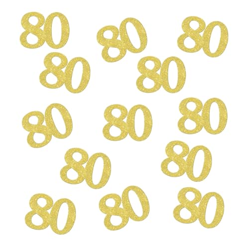 Doppelseitiges goldenes Glitzer-Papier, Zahlen 80, Konfetti, 80, Papier-Streu-Tischkonfetti für 80. Geburtstag, Party, 80. Jahrestag, Party-Dekoration, 100 Stück Doppelseitiges goldenes Glitzer-Papier, Zahlen 80, Konfetti, 80, Papier-Streu-Tischkonfetti für 80. Geburtstag, Party, 80. Jahrestag, Party-Dekoration, 100 Stück von ZSTOWY