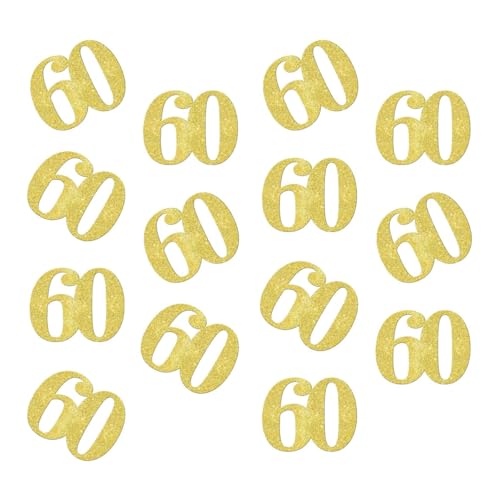 Doppelseitiges goldenes Glitzer-Papier-Konfetti für 60. Geburtstag, Party, 60. Jahrestag, Party-Dekoration, 100 Stück Doppelseitiges goldenes Glitzer-Papier-Konfetti für 60. Geburtstag, Party, 60. Jahrestag, Party-Dekoration, 100 Stück von ZSTOWY